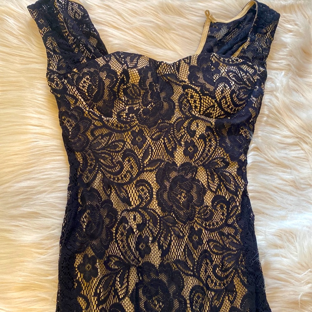Black Lace Mid Dress